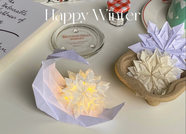 网红花艺学习：雪花夜灯折纸教程