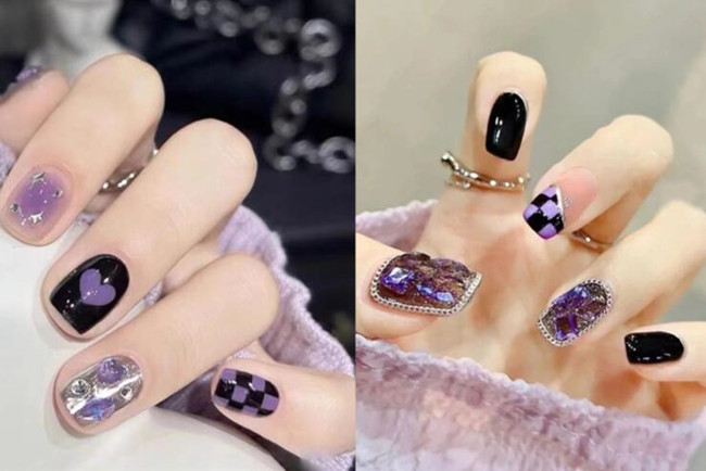 秋冬棋盘格美甲，南宁美甲师推荐