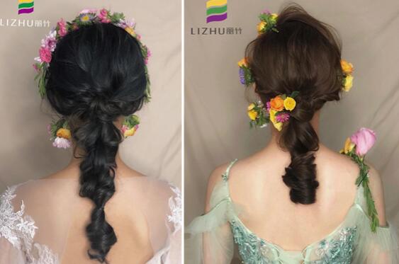 南宁化妆学校作品：鲜花森系编发造型