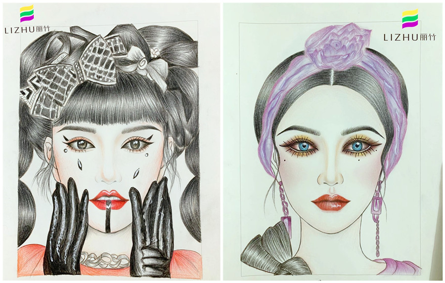美人纸妆图绘画，南宁化妆学校排行前十作品