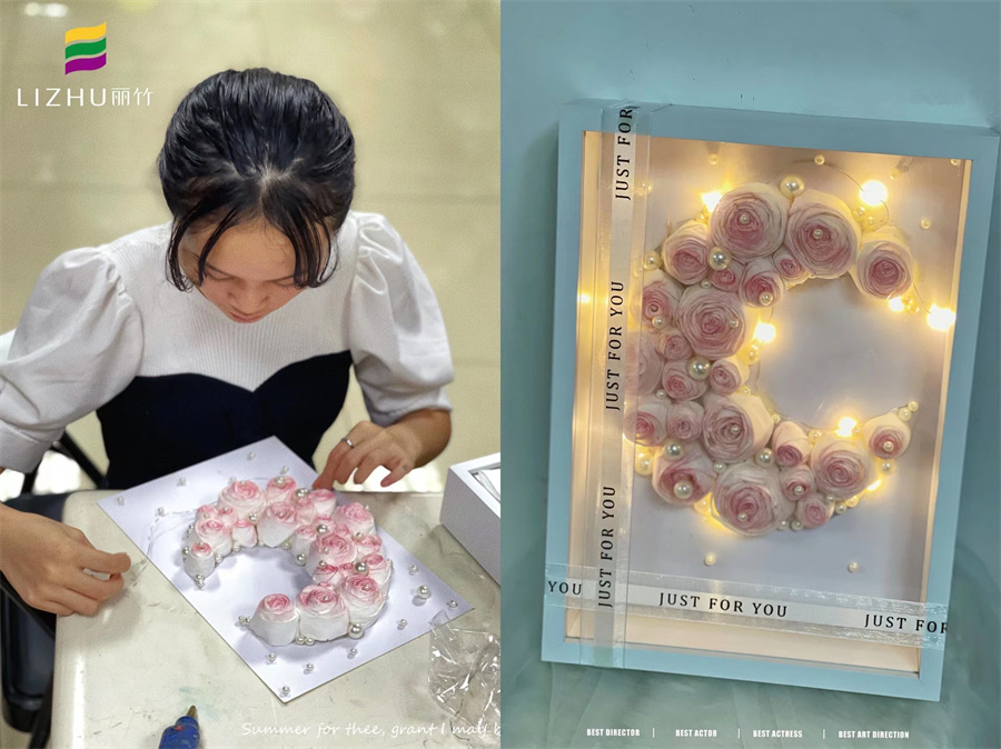 广西培训插花班：纸巾玫瑰花礼盒 