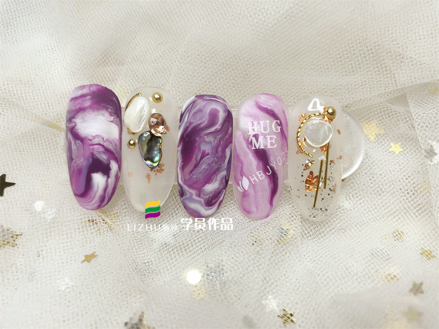 晕染美甲，丽竹专业美甲师学校学员作品