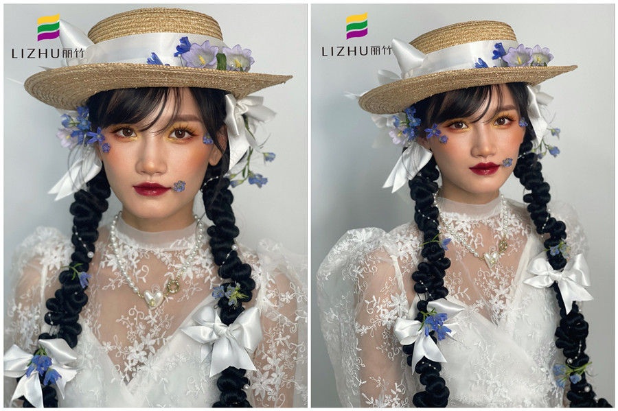 礼帽花样新娘造型，广西形象化妆班作品