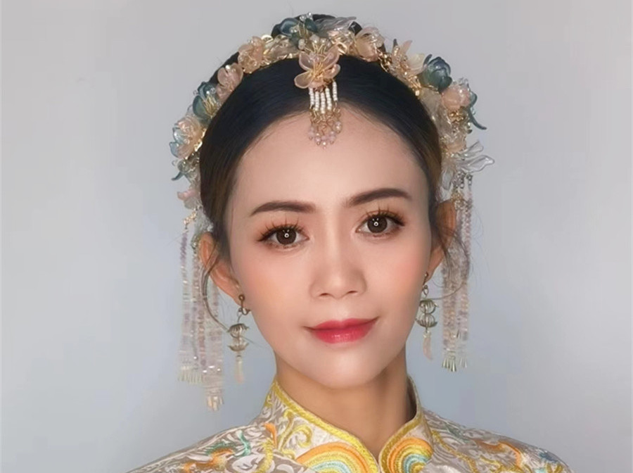 国风新娘造型，广西新娘彩妆造型学校演绎中国美