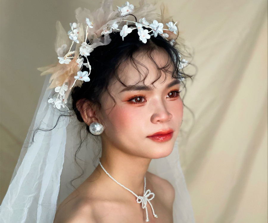 慵懒法式浪漫新娘，南宁妆容造型培训作品