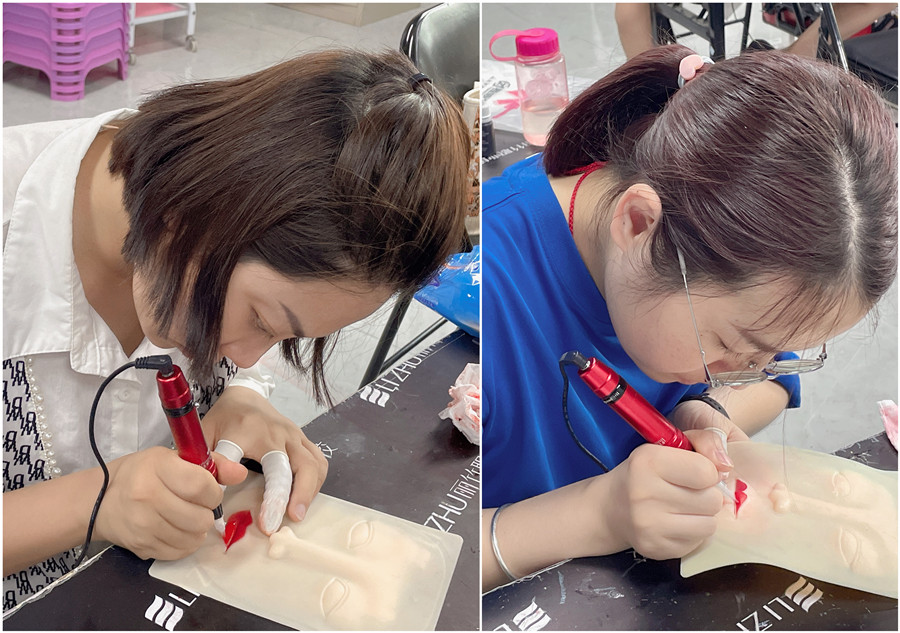 广西纹唇教学：仿皮纹唇练习