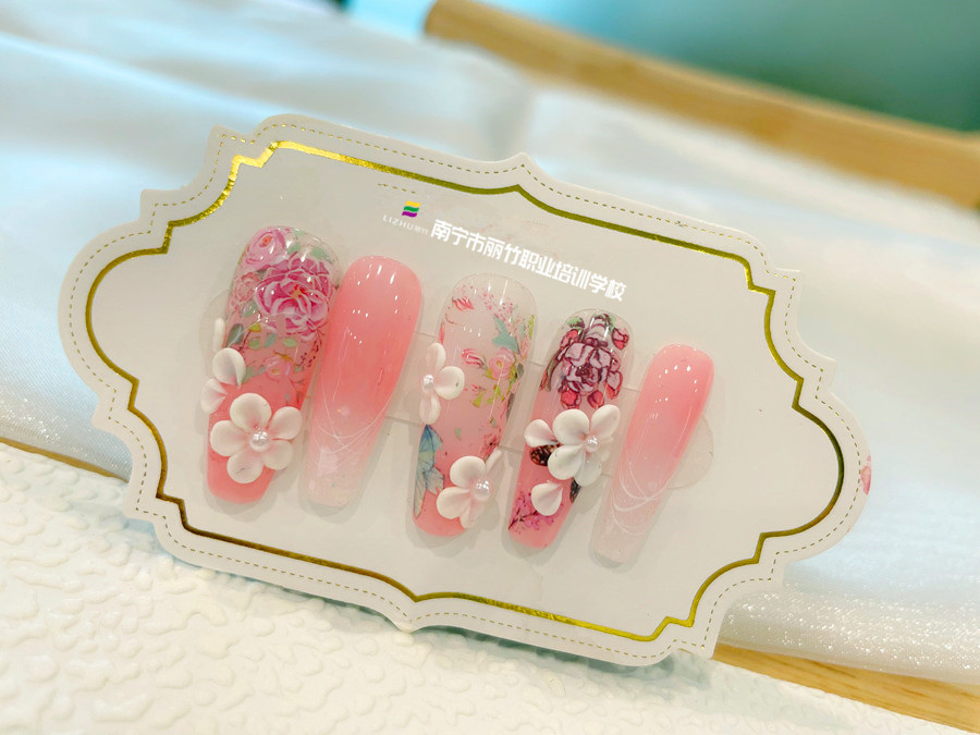 零基础美甲教学：雕花彩绘款美甲