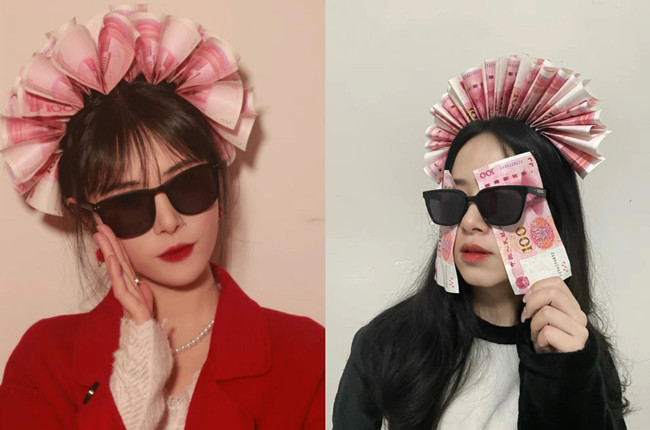  新娘簪钱花创意拍照，广西彩妆写真分享