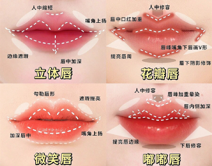 不同唇妆画法教程，南宁化妆教学机构分享