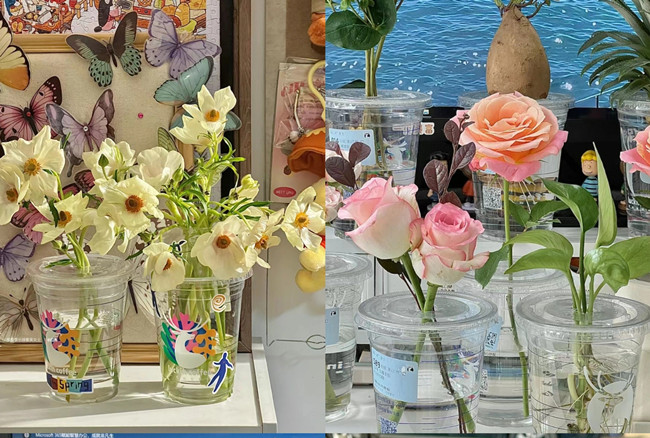 美丽杯子花束，广西插花造型学校培训