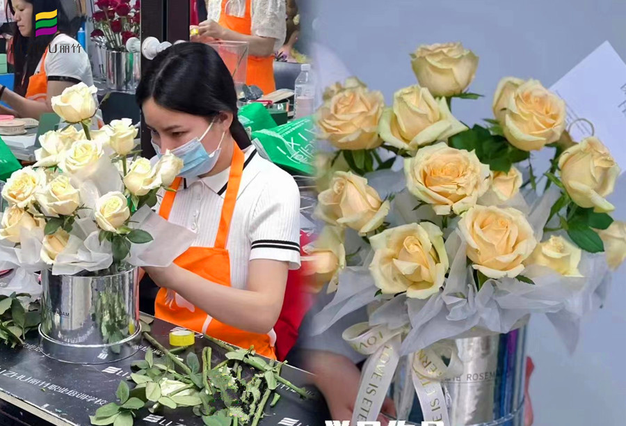 广西花艺师学校：网红花束抱抱桶