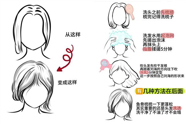 八字刘海变蓬松的方法，广西烫发师学校图文分享