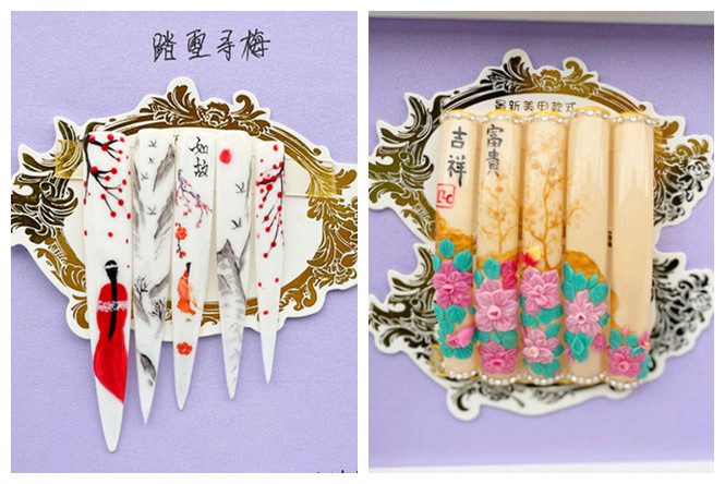 适合新年的国风美甲，广西职业教育学员作品展示
