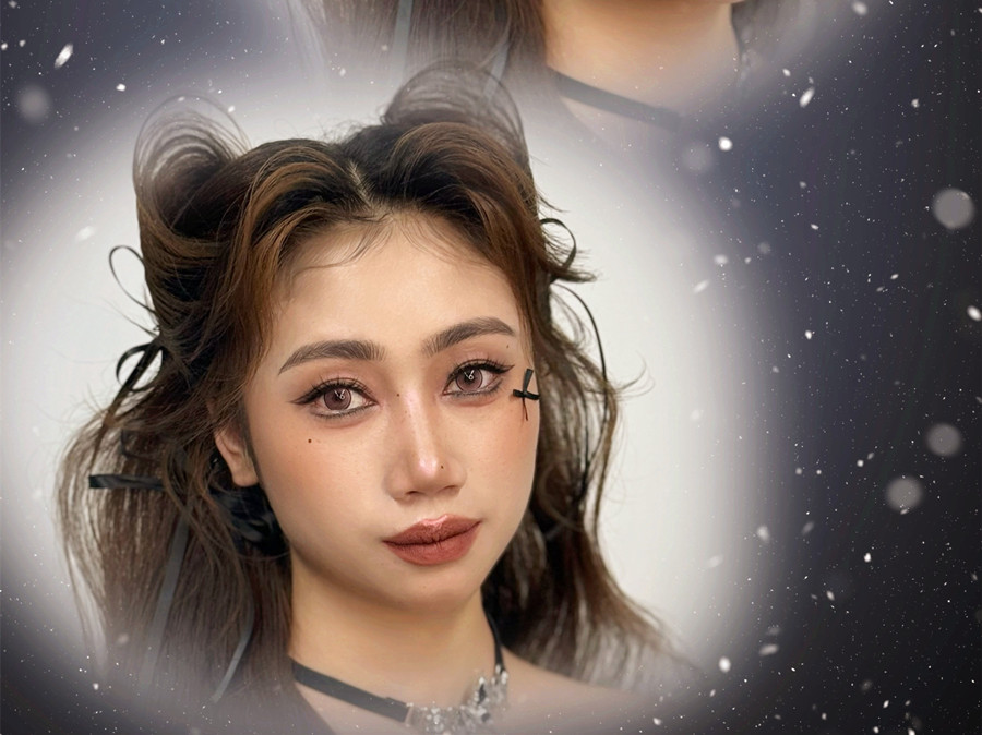 复古猫耳造型，广西彩妆培训推荐