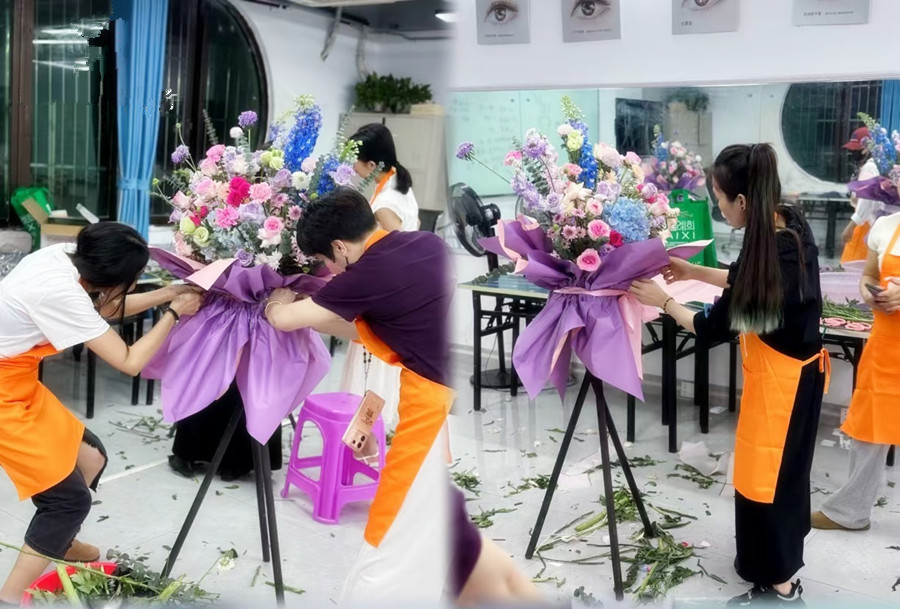 广西开花店：开业花篮包装手法