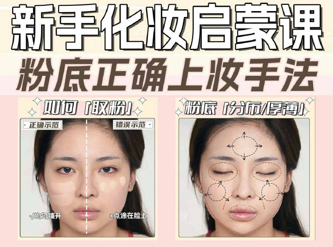 粉底液上妆的手法，南宁化妆新手教程