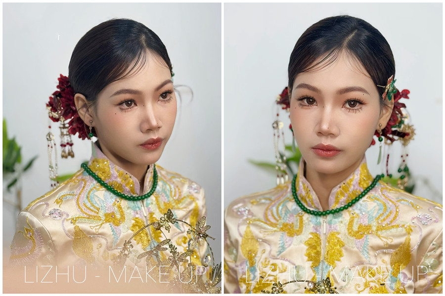 龙凤褂新娘造型解析，广西新娘化妆跟妆