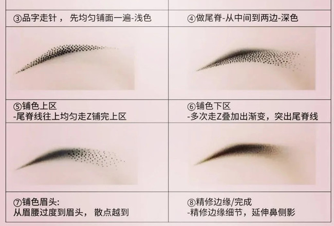 广西纹眉教学：假皮操作雾眉步骤