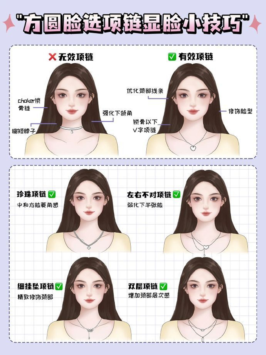 方圆脸如何选项链显脸小？