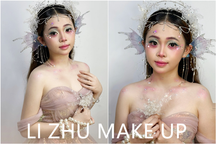 人鱼妆造手法示范，南宁美妆专业学校课堂