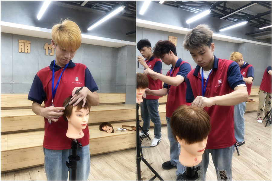 南宁美发课堂：男发班头模练习花絮