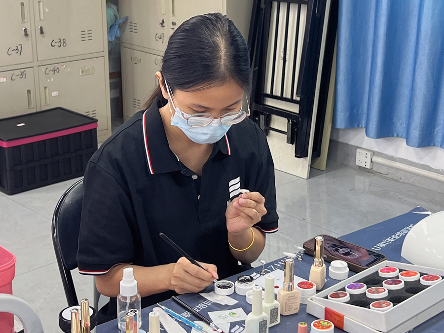 中式园林美甲，初高中毕业学美甲学员作品